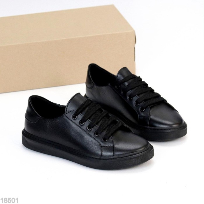 Кеди жіночі натуральна шкіра чорні 37,38,39,40р.