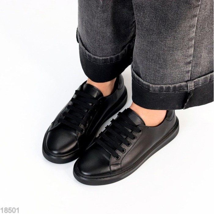 Кеди жіночі натуральна шкіра чорні 37,38,39,40р.