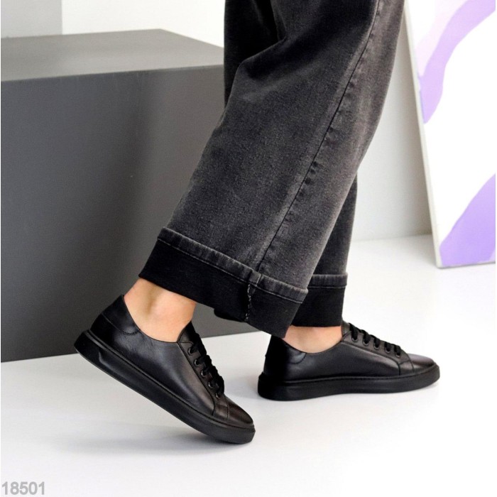 Кеди жіночі натуральна шкіра чорні 37,38,39,40р.