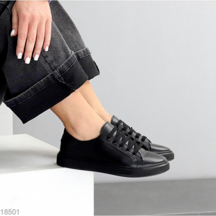 Кеди жіночі натуральна шкіра чорні 37,38,39,40р.