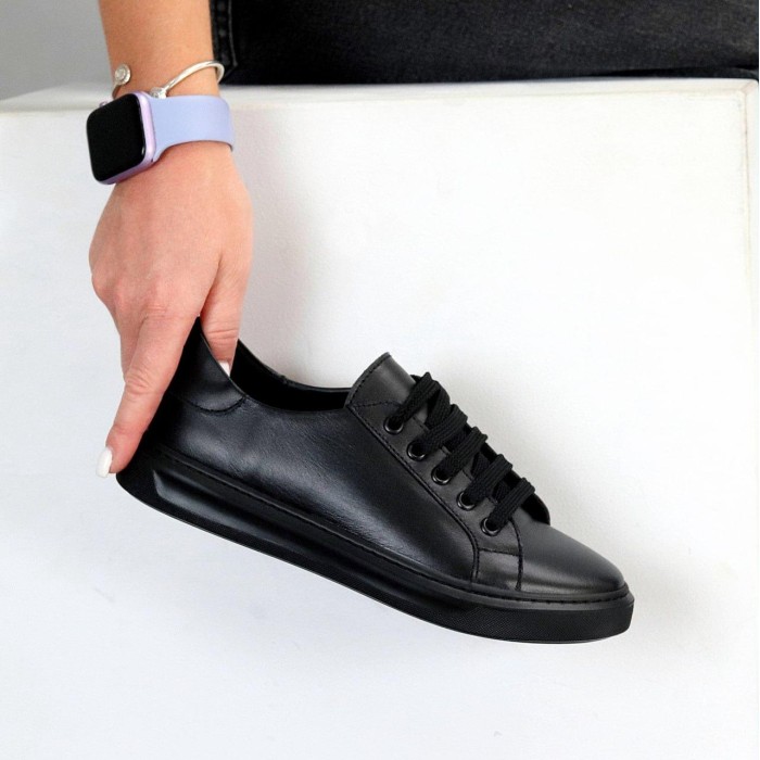 Кеди жіночі натуральна шкіра чорні 37,38,39,40р.