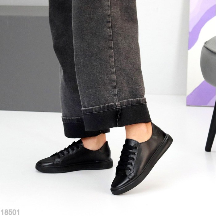 Кеди жіночі натуральна шкіра чорні 37,38,39,40р.