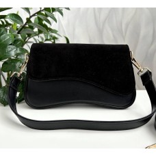 Сумка жіноча екошкіра/натуральна замша.Чорна, Шоколад