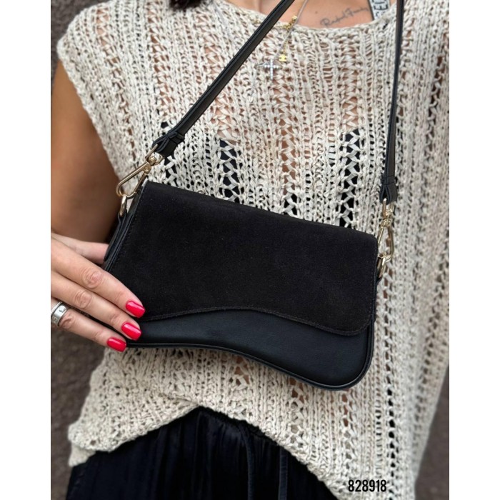 Сумка жіноча екошкіра/натуральна замша.Чорна, Шоколад