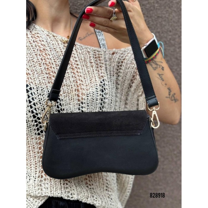 Сумка жіноча екошкіра/натуральна замша.Чорна, Шоколад