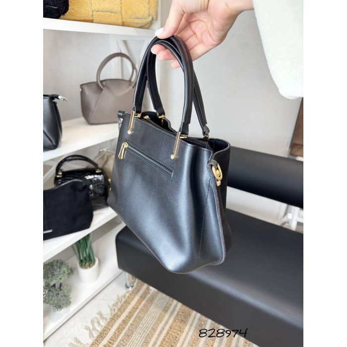 Сумка жіноча 3 відділи екошкіра/натуральна замша колір: Чорний