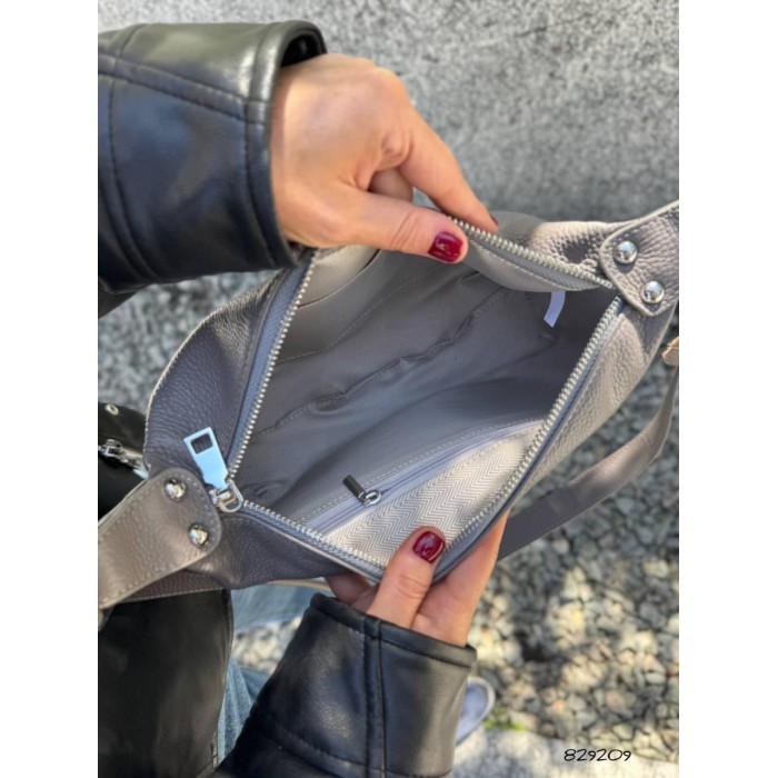 Сумка/валізка жіноча 2 відділення з натуральної шкіри Молочна