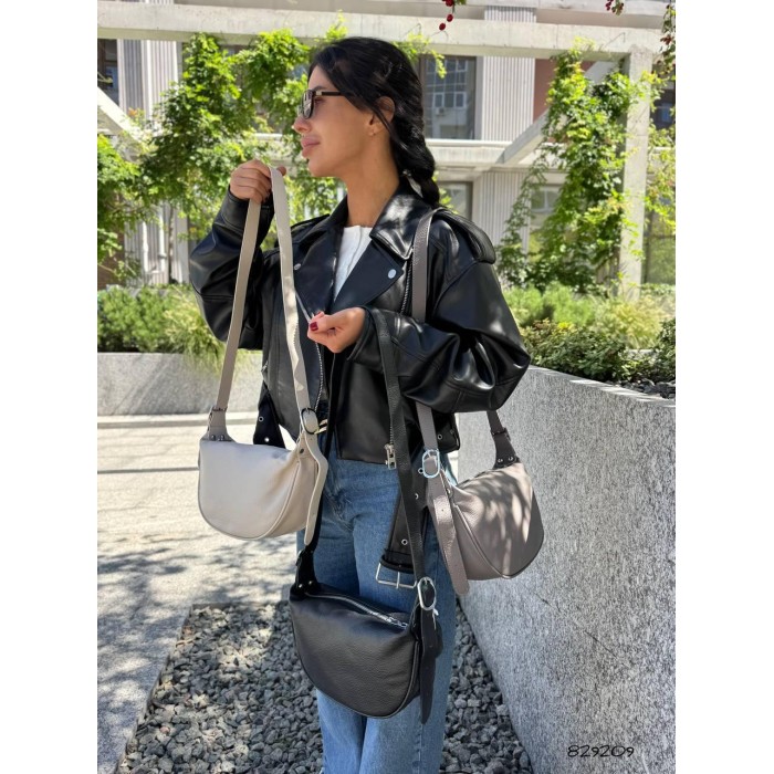 Сумка/валізка жіноча 2 відділення з натуральної шкіри Молочна