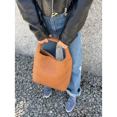 Сумка жіноча  мішечок 2 в 1 плетіння екошкіра люк  колір: Оливковий, Чорний, Кемел Кемел