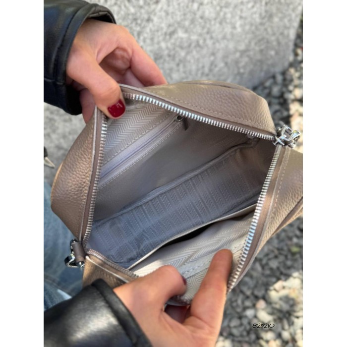 Сумка жіноча/кросбоді з натуральної шкіри Колір: Сірий, Білий