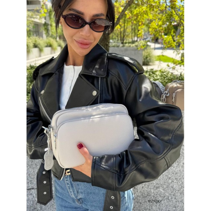 Сумка жіноча/кросбоді з натуральної шкіри Колір: Сірий, Білий