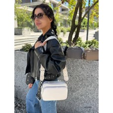 Сумка жіноча/кросбоді з натуральної шкіри Колір: Сірий, Білий, Чорний Білий