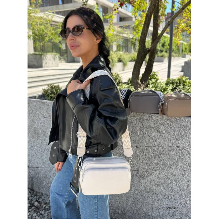 Сумка жіноча/кросбоді з натуральної шкіри Колір: Сірий, Білий