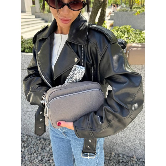 Сумка жіноча/кросбоді з натуральної шкіри Колір: Сірий, Білий