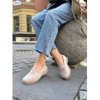 Туфли/Лауферы женские натуральная замша беж на 38.5,39,40,41р