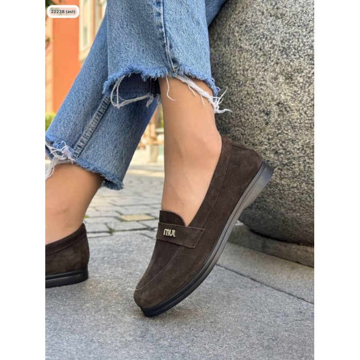 Туфлі/Лофери жіночі натуральна замша шоколад на 37,38,40,41р