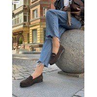 Туфлі/Лофери жіночі натуральна замша шоколад на 37,38,40,41р