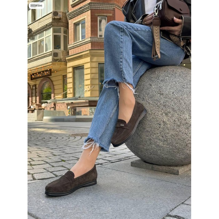 Туфлі/Лофери жіночі натуральна замша шоколад на 37,38,40,41р