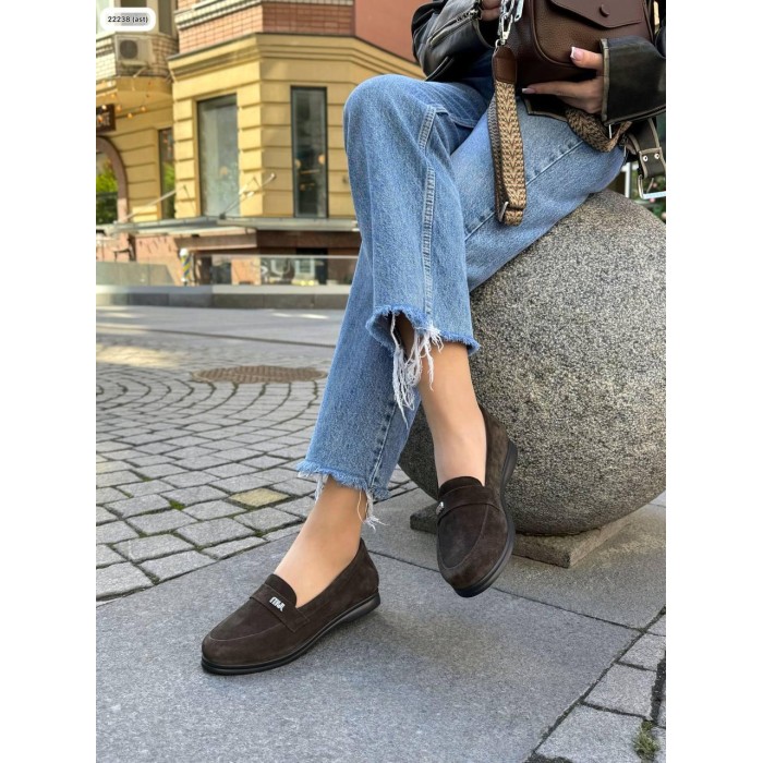 Туфлі/Лофери жіночі натуральна замша шоколад на 37,38,40,41р