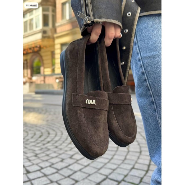 Туфлі/Лофери жіночі натуральна замша шоколад на 37,38,40,41р