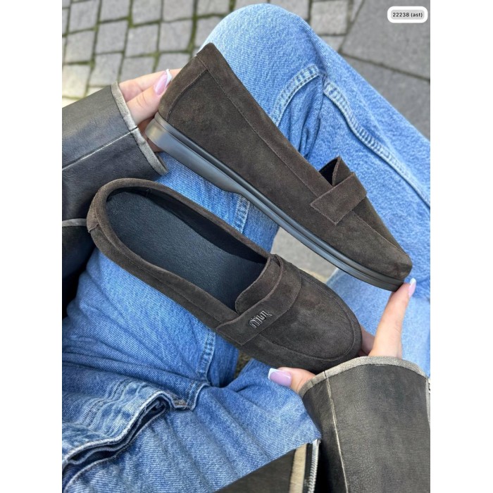 Туфлі/Лофери жіночі натуральна замша шоколад на 37,38,40,41р