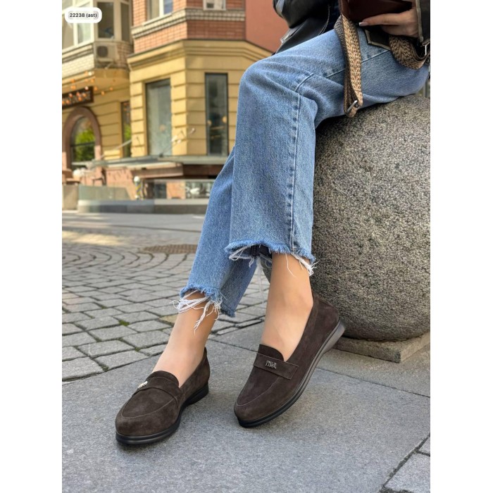 Туфлі/Лофери жіночі натуральна замша шоколад на 37,38,40,41р