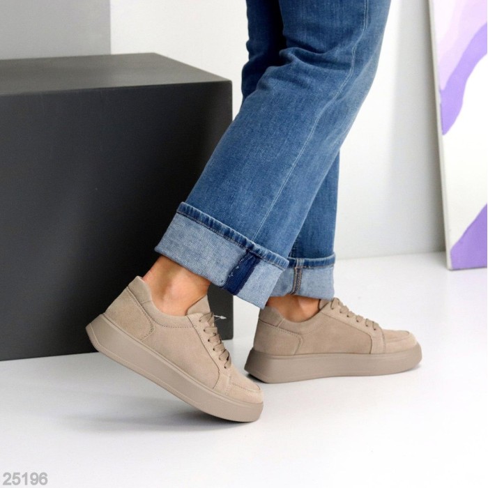 Кеди жіночі натуральна замша колір беж 39,41р.