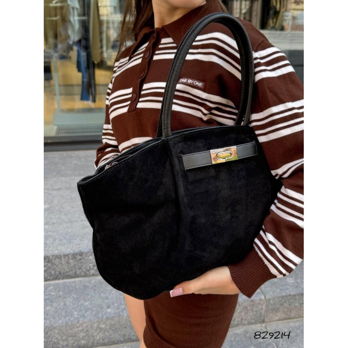 Сумка жіноча 2 відділення натуральна замша/шкіра Колір: Чорний, Кемел, Капучино