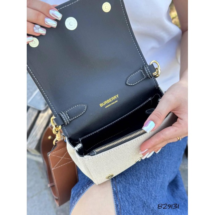 Сумка жіноча Burberry міні натуральна шкіра/ комбінована  Беж