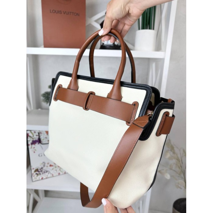 Сумка жіноча Burberry преміум комбіі натуральна шкіра Беж