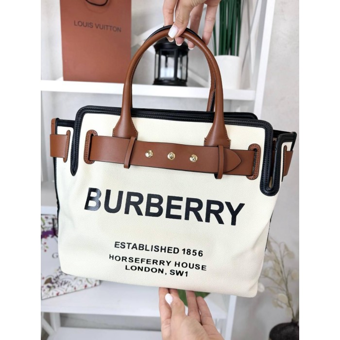 Сумка жіноча Burberry преміум комбіі натуральна шкіра Беж