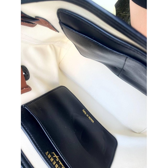 Сумка жіноча Burberry преміум комбіі натуральна шкіра Молочний