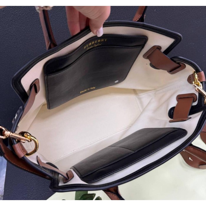 Сумка жіноча Burberry преміум комбіі натуральна шкіра Молочний