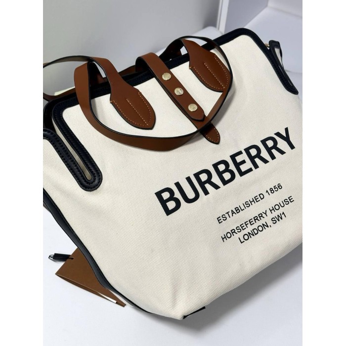 Сумка жіноча Burberry преміум комбіі натуральна шкіра Молочний