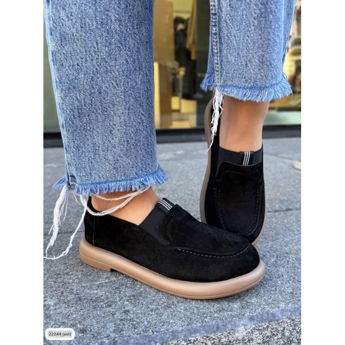 Туфлі/Лофери жіночі натуральна замша Чорні 36,37р