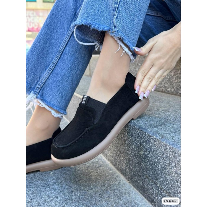 Туфлі/Лофери жіночі натуральна замша Чорні 36,37р