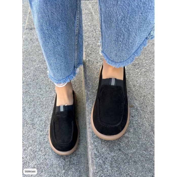 Туфлі/Лофери жіночі натуральна замша Чорні 36,37р