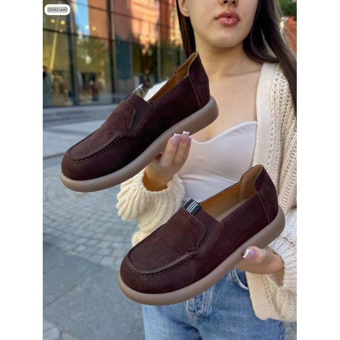 Туфлі/Лофери жіночі натуральна замша колір: Шоколад 39р