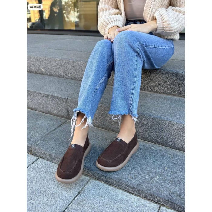 Туфлі/Лофери жіночі натуральна замша колір: Шоколад 39р