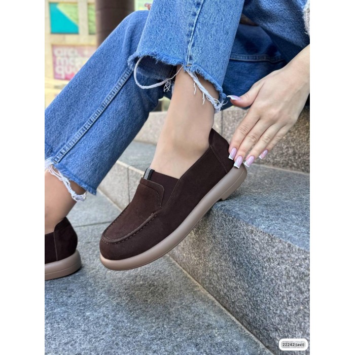 Туфлі/Лофери жіночі натуральна замша колір: Шоколад 39р