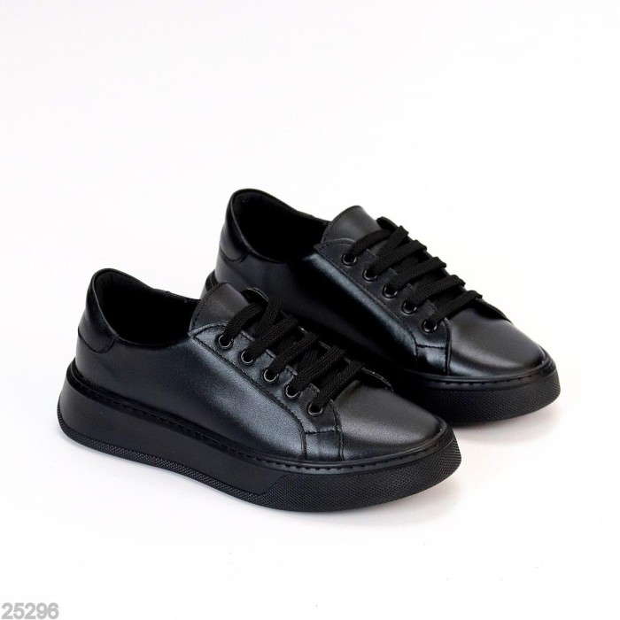 Кеди жіночі натуральна шкіра чорні 37,38,39,40р