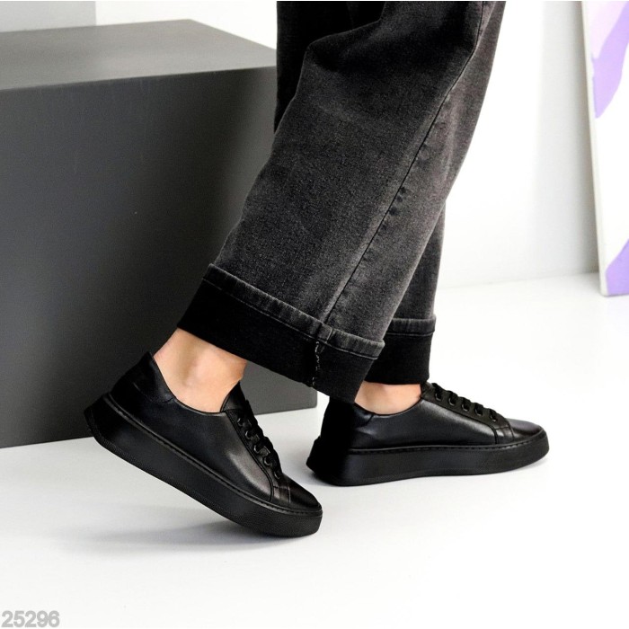 Кеди жіночі натуральна шкіра чорні 37,38,39,40р