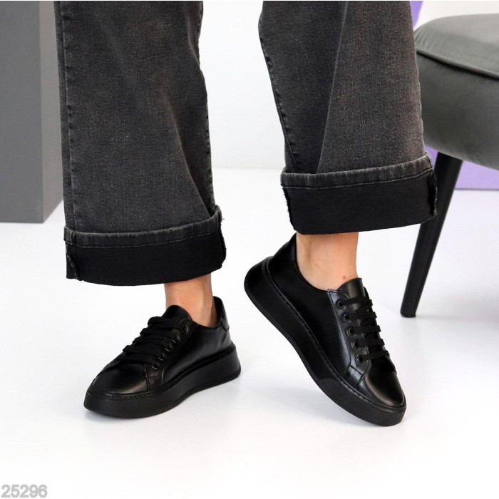 Кеди жіночі натуральна шкіра чорні 37,38,39,40р