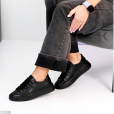 Кеди жіночі натуральна шкіра чорні 37,38,39,40р