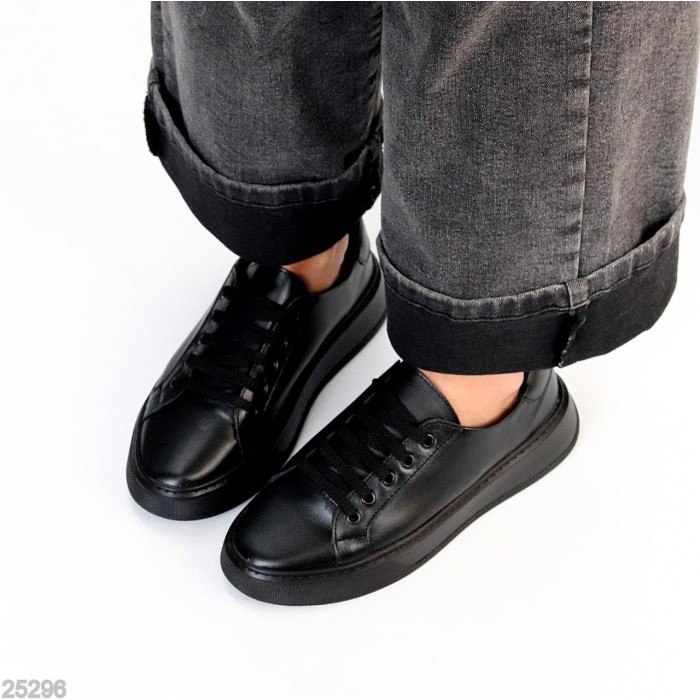 Кеди жіночі натуральна шкіра чорні 37,38,39,40р