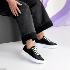 Кеди жіночі натуральна шкіра чорні 37,38,39,40р.