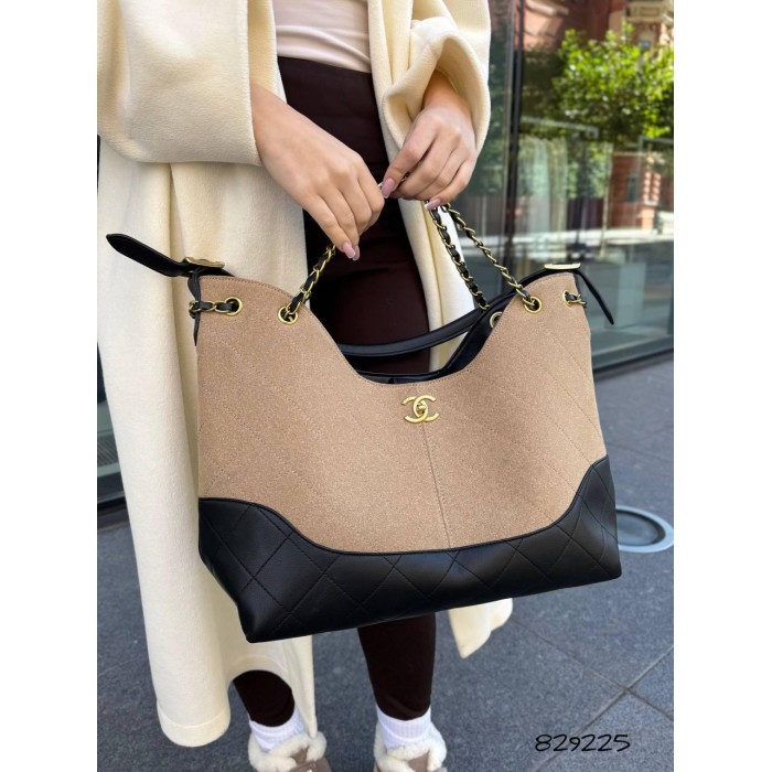 Сумка жіноча з натуральної шкіри/замші комбінована Беж, Чорна