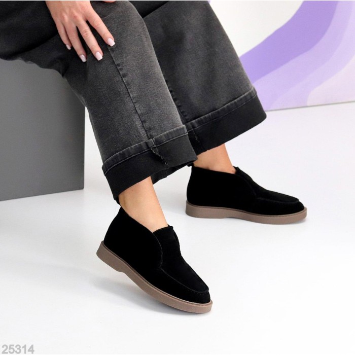 Лофери жіночі натуральна замша чорні 36,37,38,39,40,41р