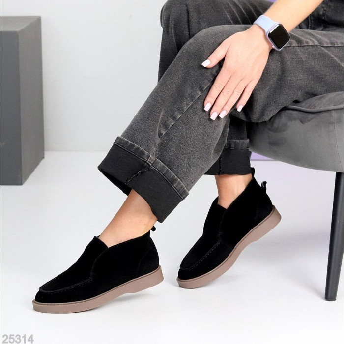 Лофери жіночі натуральна замша чорні 36,37,38,39,40,41р