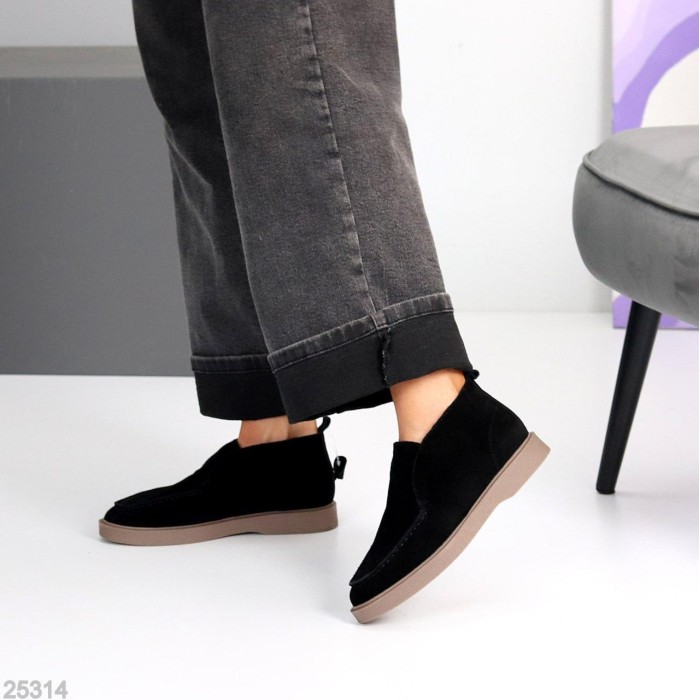 Лофери жіночі натуральна замша чорні 36,37,38,39,40,41р